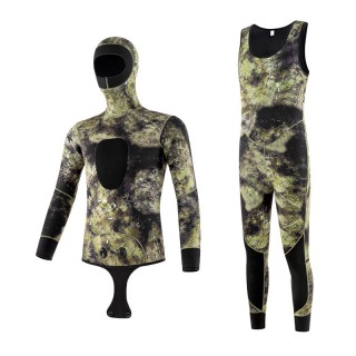 2pieces camo neoprene spearfishing wetsuit OEM service factory 3 MM CR spearfishing suit
