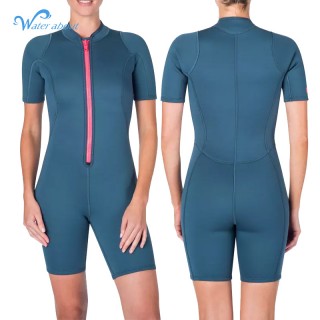Factory Wholesale 1.5mm 2mm 3mm Summer Shorty Wetsuits Surfing Woman Zip Surfing High Quality Short Sleeve Wetsuits
