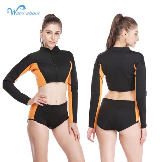 Hot Wetsuits Surfing Neoprene Long Sleeve Front Zipper Rash Guard Surfing Suit Sunscreen Women Surf Wear Wetsuit Sets