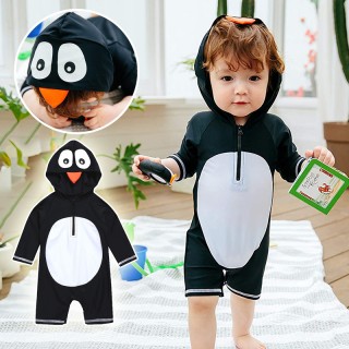 2022 Toddler Swimsuit Penguin Print Children Swimwear Short Sleeve Sun Block Infant Bathing Suit Summer Kids Beach Wear
